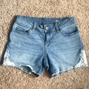 Lace Detail Jean Shorts